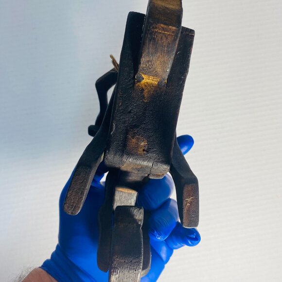 Rare Primitive Java Man on Motorcycle Wooden Carving and Jute Tribal Sculpture - Picture 15 of 17